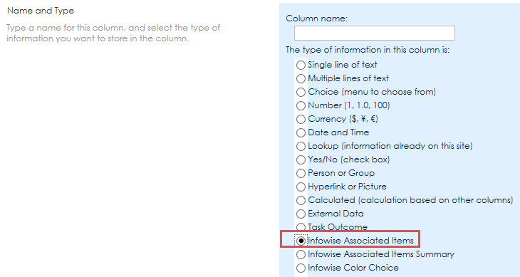 Associated Item Field (On Premises)