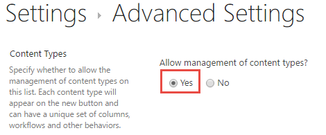 Content type management