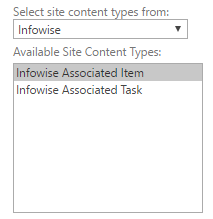 Select the Infowise content type