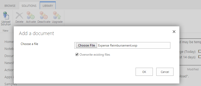 Upload site template