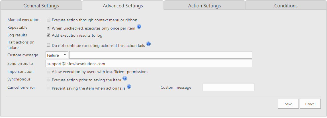 advanced installer custom action properties