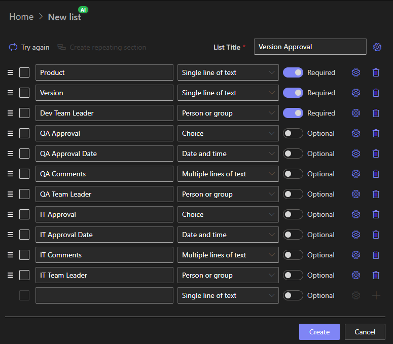 Form fields