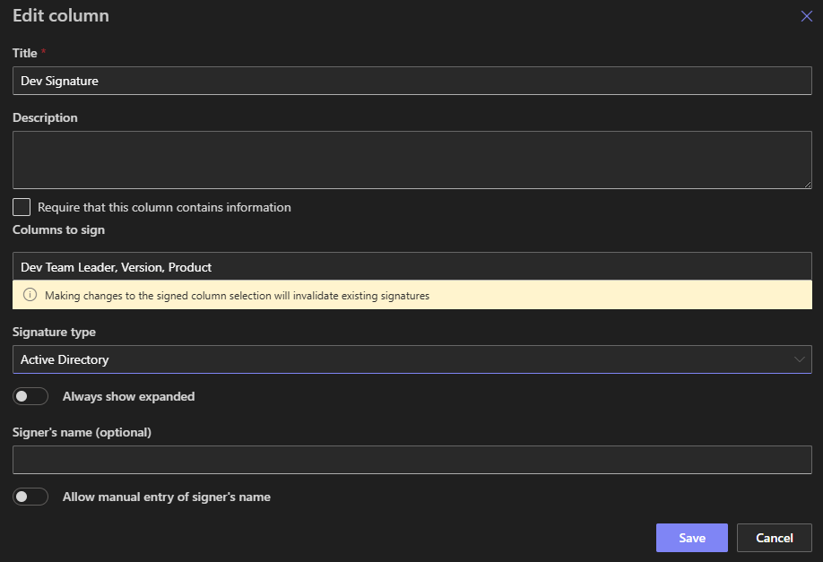 Add signature field