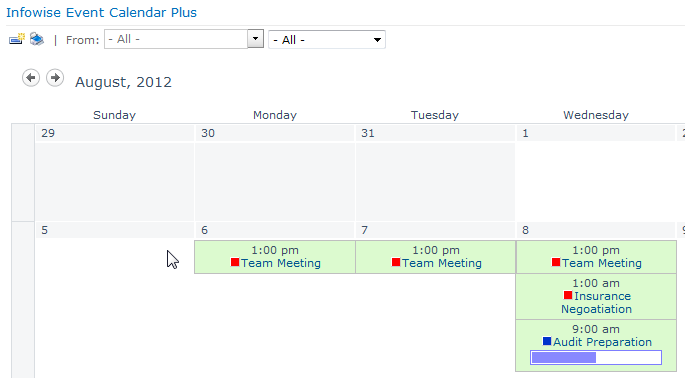 Print multiple SharePoint calendars with Event Calendar Plus