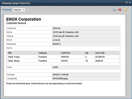 Print invoice