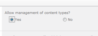 Content type management allowed