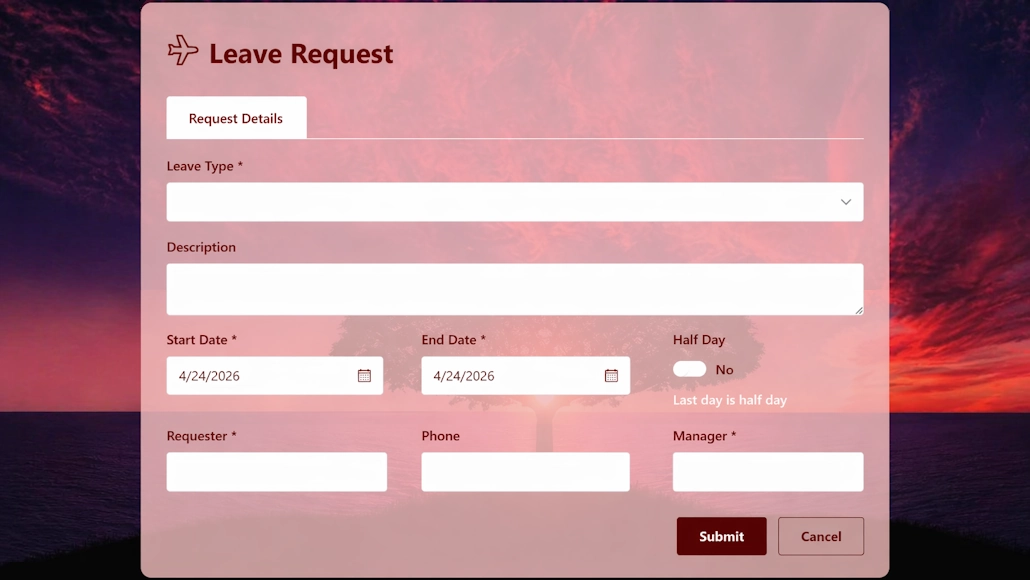 Sample expense report form